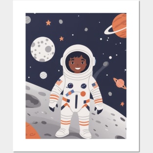 Little Astronaut Boy in Space Posters and Art